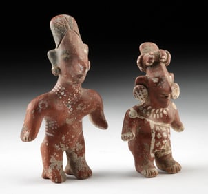 Pair of Jalisco Sheep-Faced Pottery Figures