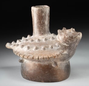 Rare Jalisco Pottery Horned Lizard Effigy Vessel