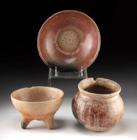 3 Pre-Columbian West Mexico Pottery Jar & Grater Bowls