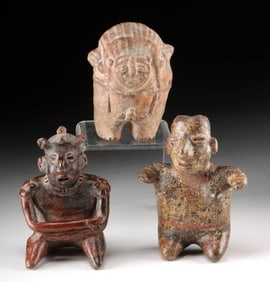 3 Chancay & West Mexican Effigy Pottery Figures