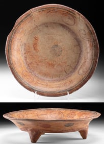 Maya Polychrome Tripod Dish w/ Pseudo-Glyph Decoration