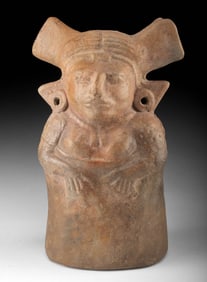 Maya Pottery Semi-Nude Female Figure w/ Headdress