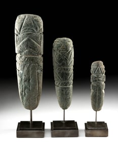 Lot of 3 Mixtec Stone Pennate Figural Celts