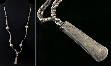 Moche/Chimu Culture Silver Tweezer Pendant Necklace