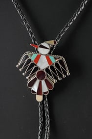 Zuni Silver Thunderbird Bolo Tie Bobby & Corraine Shack