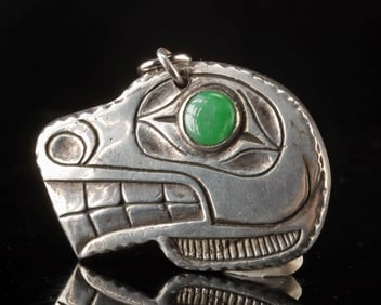 Haida Sterling Silver & Jadeite Pendant by Myles Edgars