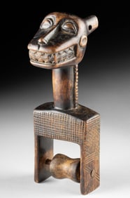 African Baule Mbra Monkey Heddle Loom Weaving Pulley