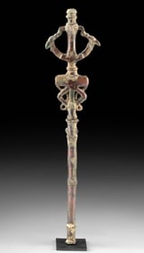 Luristan Bronze Master of Animals Finial - Two Pieces