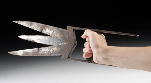 Indian Katar Punch Dagger & Sheath with Silver Inlays