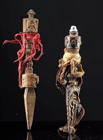 Two Tibetan Buddhist Wood Phurba Knives