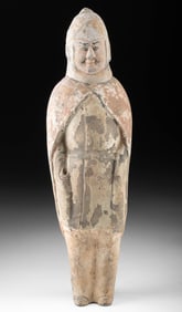 6th C. Chinese Qi Dynasty Grayware Warrior Tomb Figure