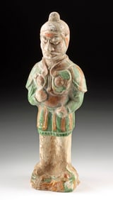 Tang Sancai Pottery Standing Warrior - Tomb Guardian