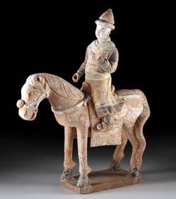 Chinese Ming Dynasty Polychrome Horse & Rider