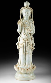 Chinese 17th C. Ming Dynasty Celadon Guanyin, TL Tested