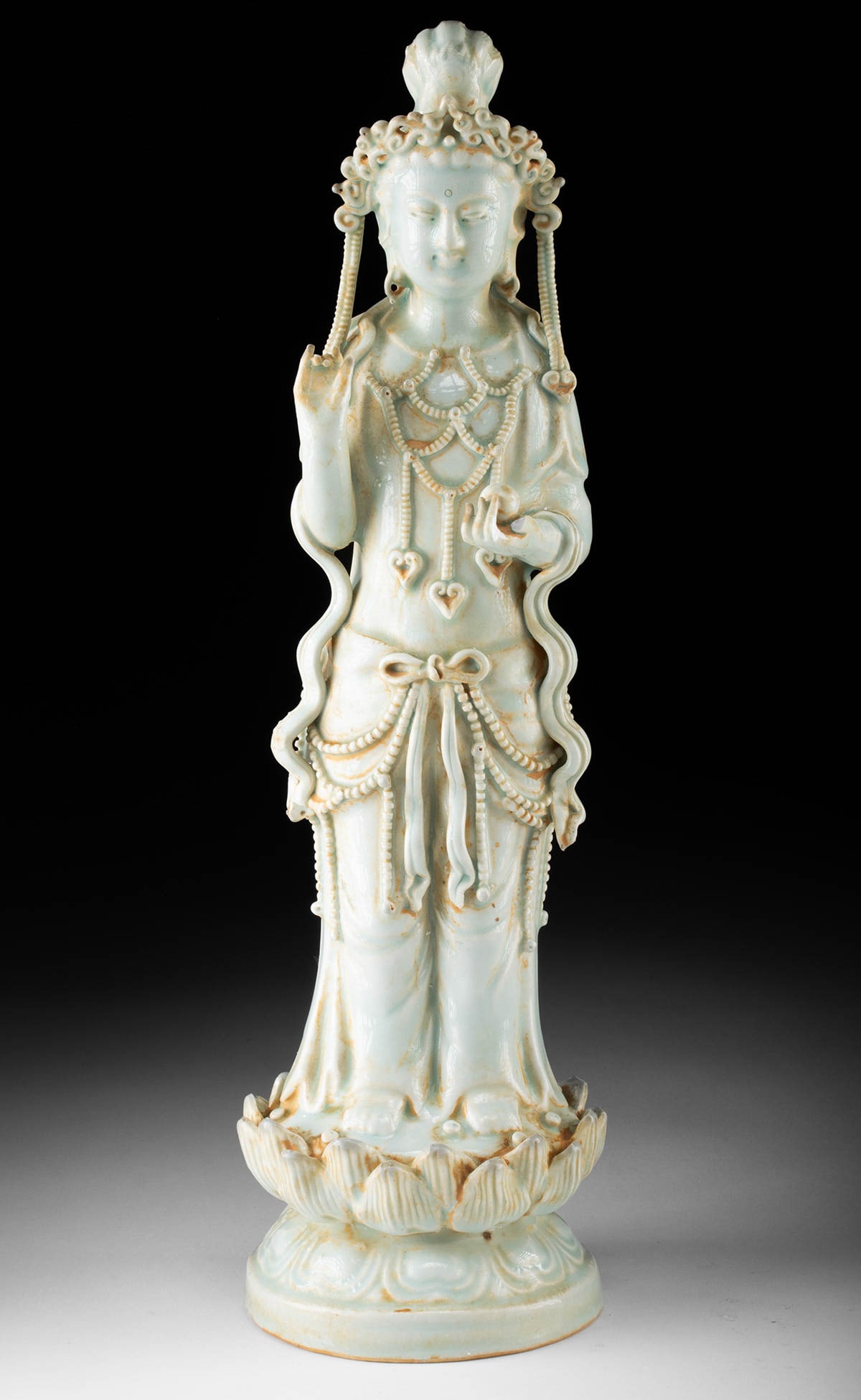 Chinese 17th C. Ming Dynasty Celadon Guanyin, TL Tested (1 of 4)