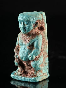 Egyptian Faience Amulet of Ptaikos - Late Dynastic