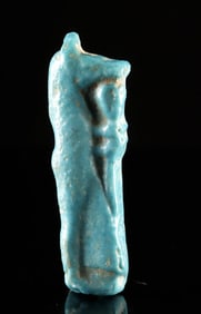 Egyptian Faience Amulet of Striding Anubis w/ Ankh