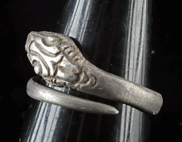 Romano-Egyptian Silver Snake Ring - Coiled Form