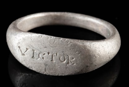 Roman Silver Ring w/ Inscription - "VICTOR"