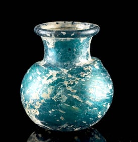 Ancient Roman Blue-Green Glass Jar from Israel