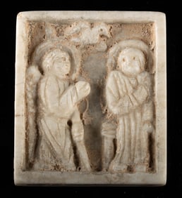 Byzantine Marble Relief Plaque - Annunciation Scene