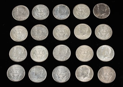 Collection of Twenty Silver 1964 Kennedy Half Dollars