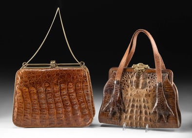 Two Alligator Purses, Victorian Hornback Style