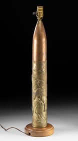 Table Lamp of WWI Brass Shell Casing, "USS Bridgeport"