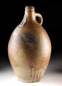 Large 16th C. German Stoneware Bellarmine Jug w/ Face