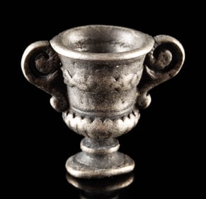 Miniature 19th C. Silver Greek Vase for Dollhouse