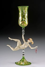 Lucio Bubacco Glass Goblet - Nude Female w/ Grapes