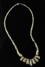 Pre-Columbian Maya Greenstone & Jade Bead Necklace