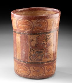 Maya Polychrome Cylinder Vessel with Three Figures