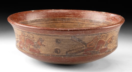 Maya Pottery Bowl with Seated Scribes Frieze