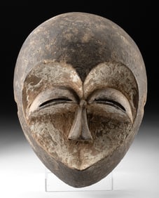 Central African Kwele Wood & Kaolin Painted Mask