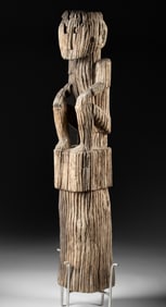 Large Dayak Wood Hampatong Guardian Post Figure
