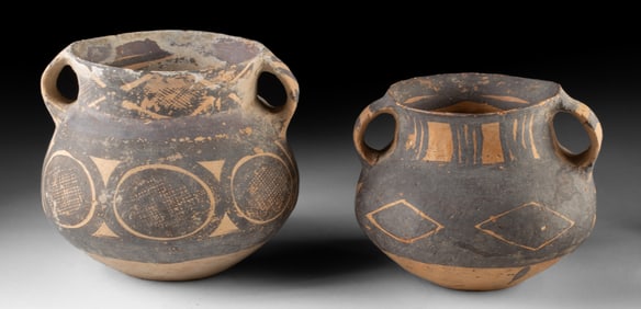 Two Chinese Neolithic Majiayao Pottery Jars