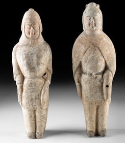 Pair of Chinese Northern Wei Pottery Warrior Figures