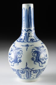 Late Ming / Qing Blue & White Vase, Four Dragons (TL'd)