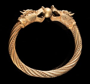 Late Qing to Early Republic Gilt Brass Dragon Bracelet