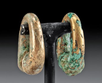 8th C. Javanese Gold-Foil Omega Earrings (Pair)