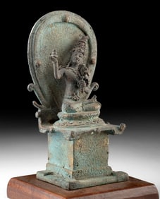Contemporary Indonesian Brass Seated Deity on Lotus Pedestal