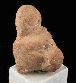 Romano-Egyptian Pottery Baboon (Thoth) Head Fragment, Crescent Finial