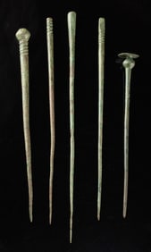 Five Roman Imperial Bronze & Copper Cloak Pins