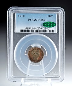 Rare 1910 Barber Dime, Proof PR66+ PCGS
