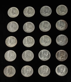 Group of Twenty Silver 1964 Kennedy Half Dollar Coins
