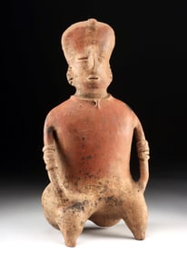 Tall Nayarit Pottery Seated Shaman Figure
