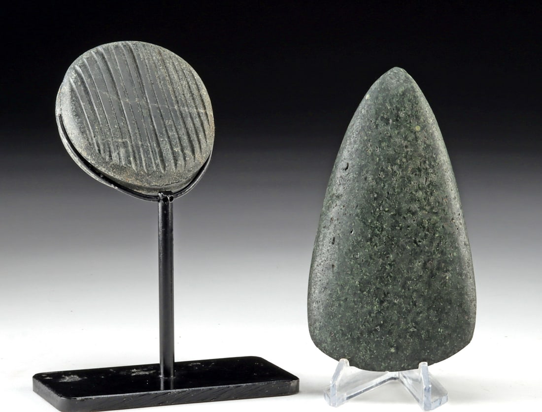 Pre-Columbian Stone Celt + Grooved Abrader / Shaft (1 of 2)