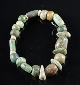 Wearable Bracelet w/ Pre-Columbian Jade & Stone Beads