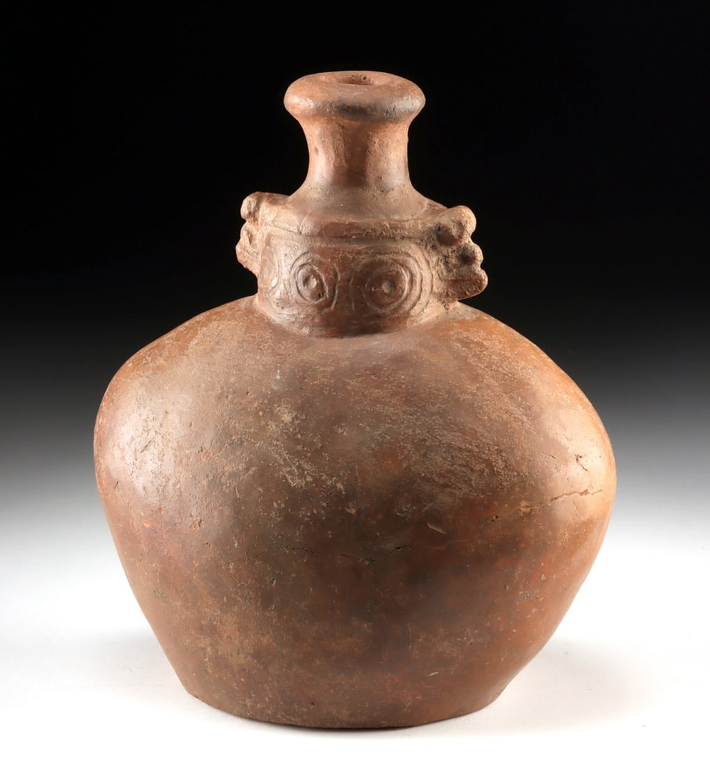 Rare Ancient Taino Pottery Canteen w/ Zoomorph Heads (1 of 3)